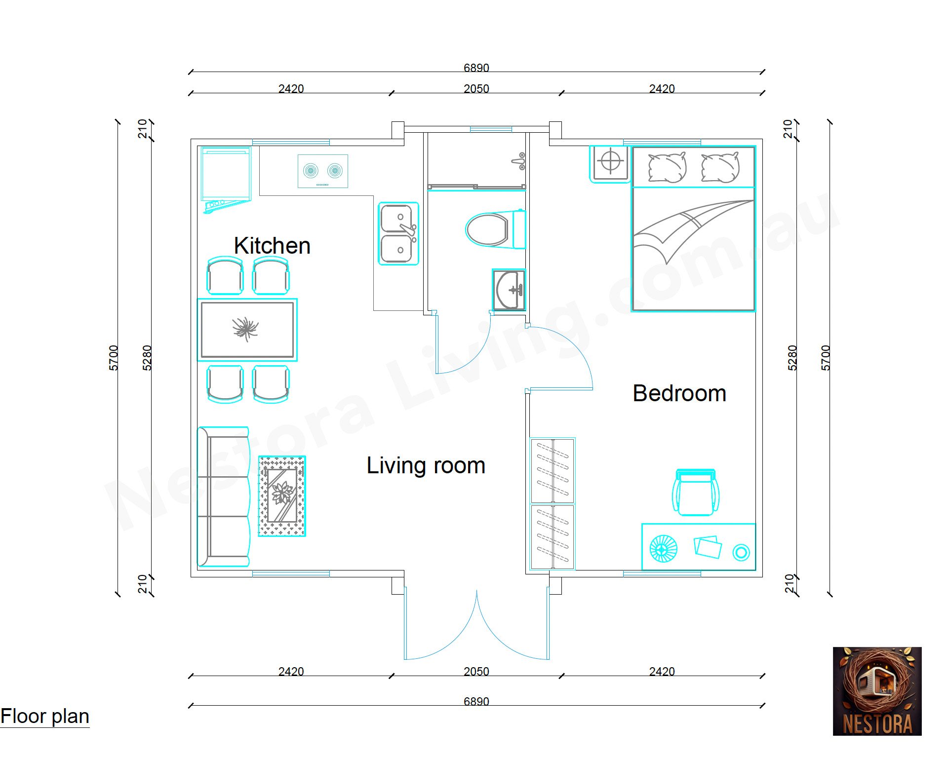 1 Bedroom Floor Plan